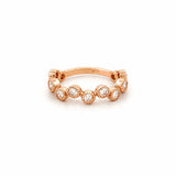 14K Gold Alternating Art Deco Round Bezel Diamond Band