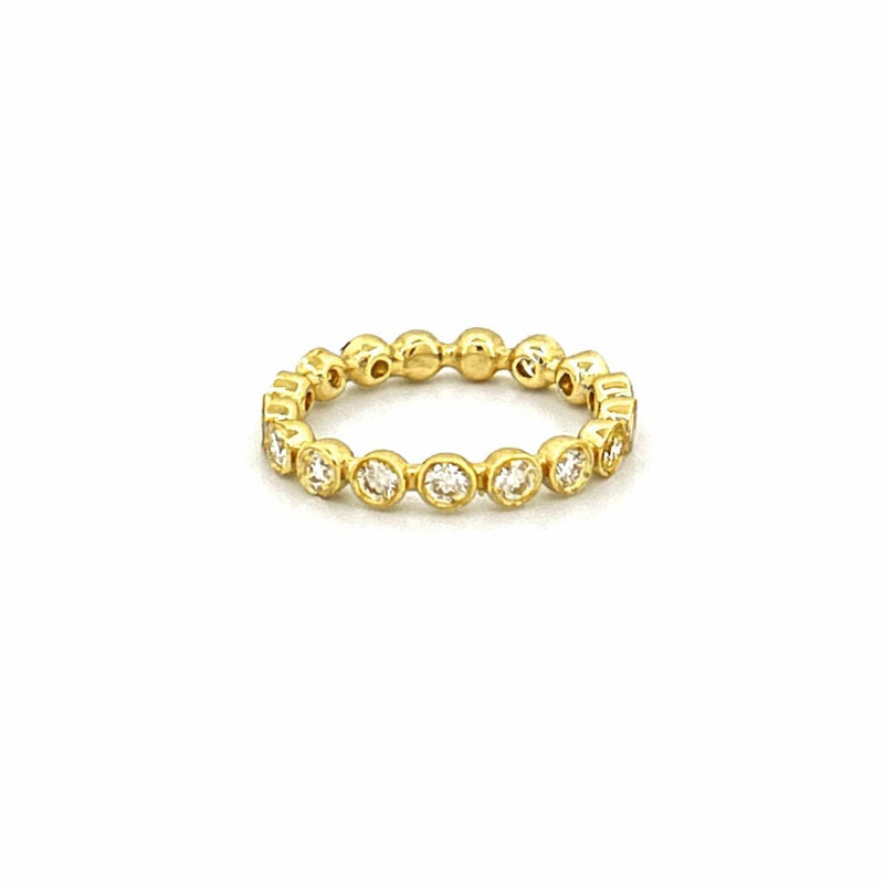14K Gold Round Bezel Diamond Band