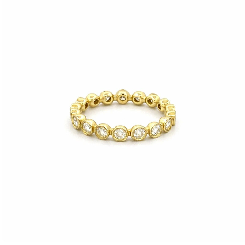 14K Gold Round Bezel Diamond Band