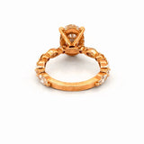 14K Gold 3.00 Carat Lab Grown Oval Diamond Under Halo Round and Marquise Engagement Ring