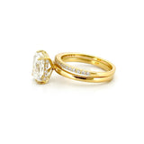 14K Gold 2.00 Carat Lab Grown Radiant Diamond Under Halo Solitaire Engagement Set