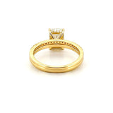 14K Gold 2.00 Carat Lab Grown Radiant Diamond Under Halo Solitaire Engagement Set