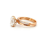 14K Gold 2.00 Carat Lab Grown Radiant Diamond Under Halo Solitaire Engagement Set