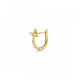 14K Gold Cross Huggie Diamond Earrings