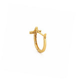 14K Gold Cross Huggie Diamond Earrings