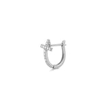 14K Gold Cross Huggie Diamond Earrings
