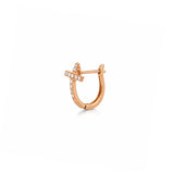 14K Gold Cross Huggie Diamond Earrings