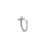 14K Gold Cross Huggie Diamond Earrings