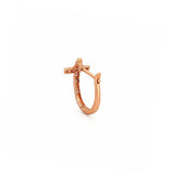 14K Gold Cross Huggie Diamond Earrings