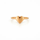 14K Gold Thin Heart Signet Band