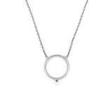 14K Gold Hanging Diamond Hoop Pendant Necklace