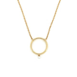 14K Gold Hanging Diamond Hoop Pendant Necklace
