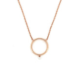 14K Gold Hanging Diamond Hoop Pendant Necklace
