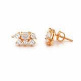 14K Gold Multi Shape Cluster Lab Grown Diamond Earrings