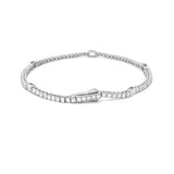 14K Gold Emerald Bezel Station and Round Lab Grown Diamond Tennis Bracelet