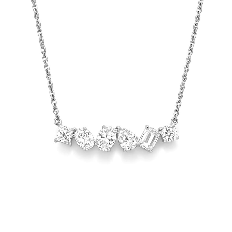 14K Gold Mixed Shape Lab Grown Diamond Pendant Necklace