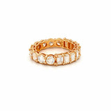 14K Gold Half Round Half Emerald Lab Grown Diamond Basket Eternity Band