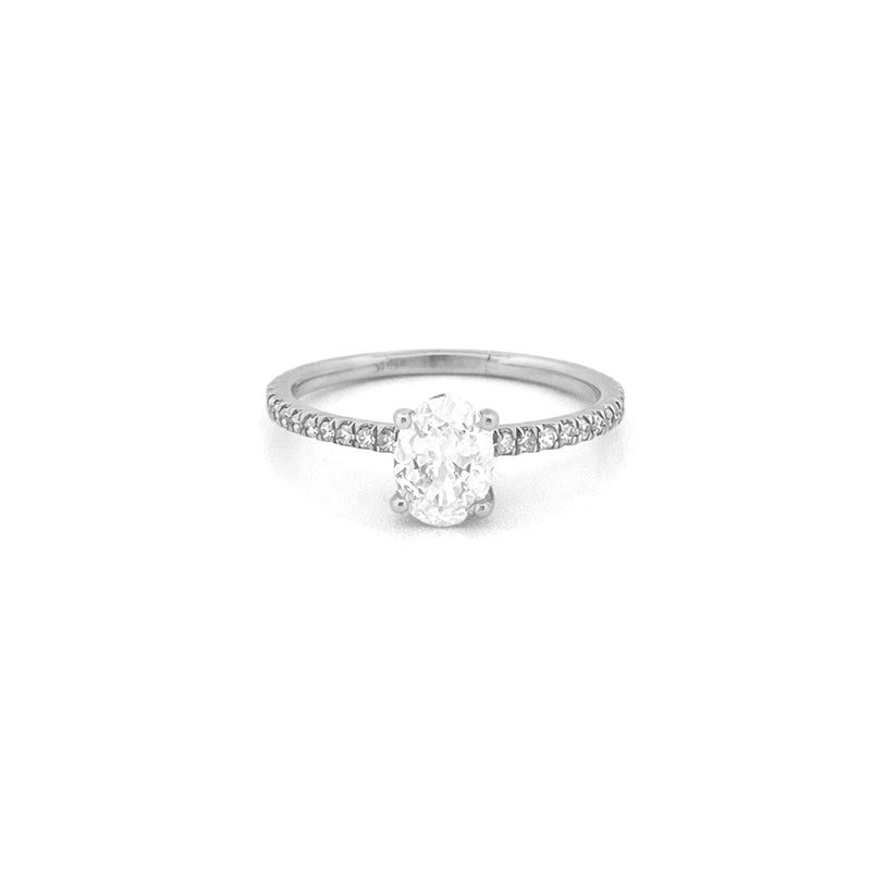14K Gold 0.50 Carat Natural Oval Diamond Engagement Ring