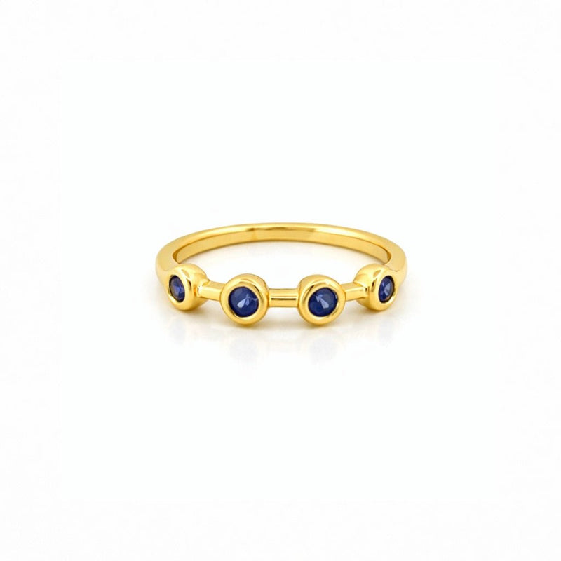 14K Gold Four Sapphire Bezel Band