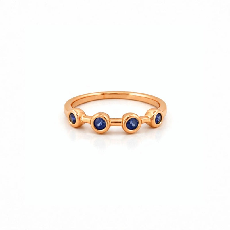 14K Gold Four Sapphire Bezel Band