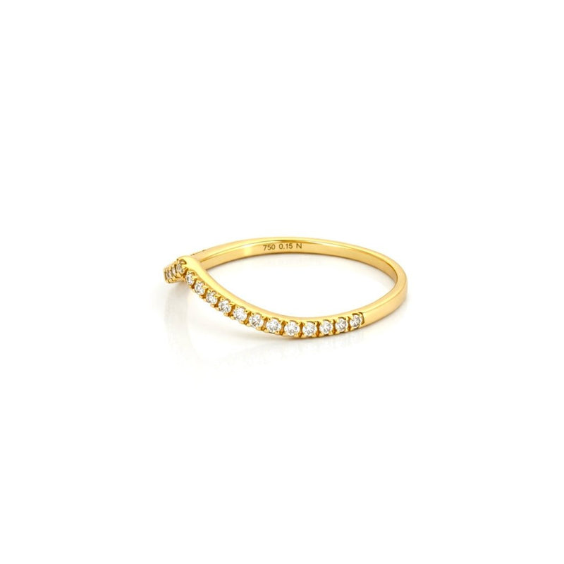 14K Gold V Crown Diamond Band
