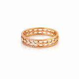 14K Gold Three Row Open Diamond Band