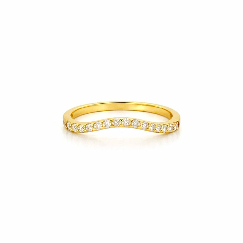 14K Gold 1.4MM Curved Diamond Band