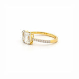 14K Gold Toi et Moi Pear and Emerald Lab Grown Diamond Prong Set Band