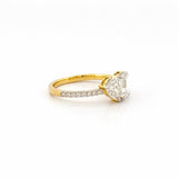 14K Gold Toi et Moi Pear and Emerald Lab Grown Diamond Prong Set Band