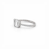 14K Gold Toi et Moi Pear and Emerald Lab Grown Diamond Prong Set Band