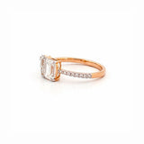 14K Gold Toi et Moi Pear and Emerald Lab Grown Diamond Prong Set Band