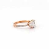 14K Gold Toi et Moi Pear and Emerald Lab Grown Diamond Prong Set Band