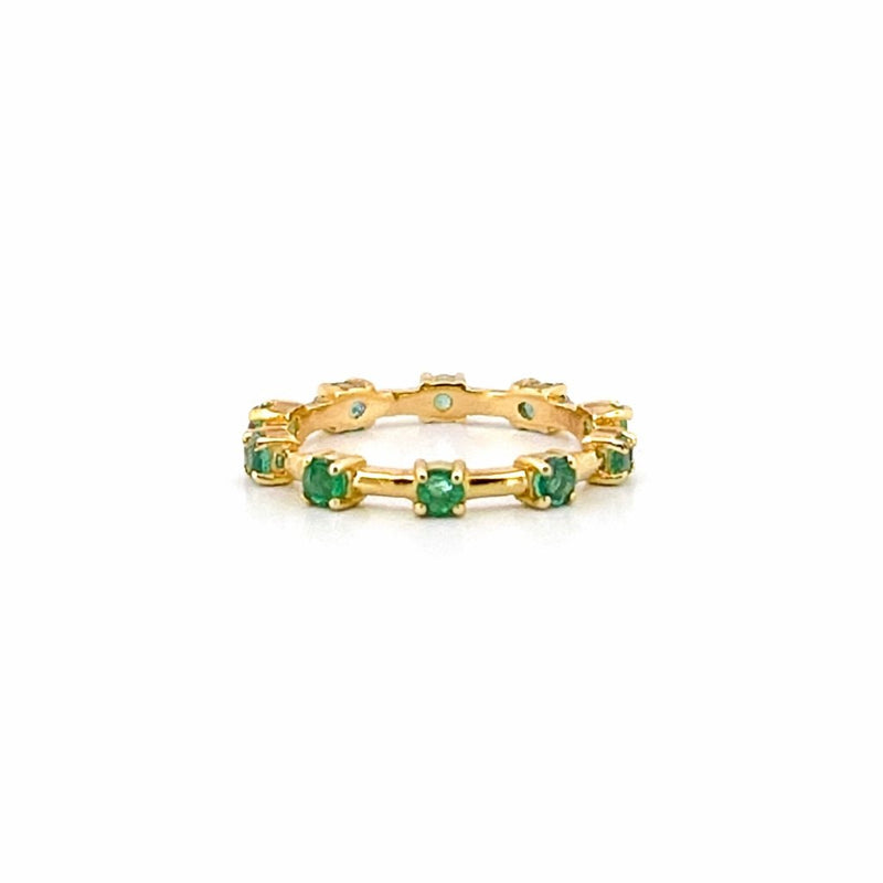 14K Gold Emerald Spaced Prong Set Eternity Ring