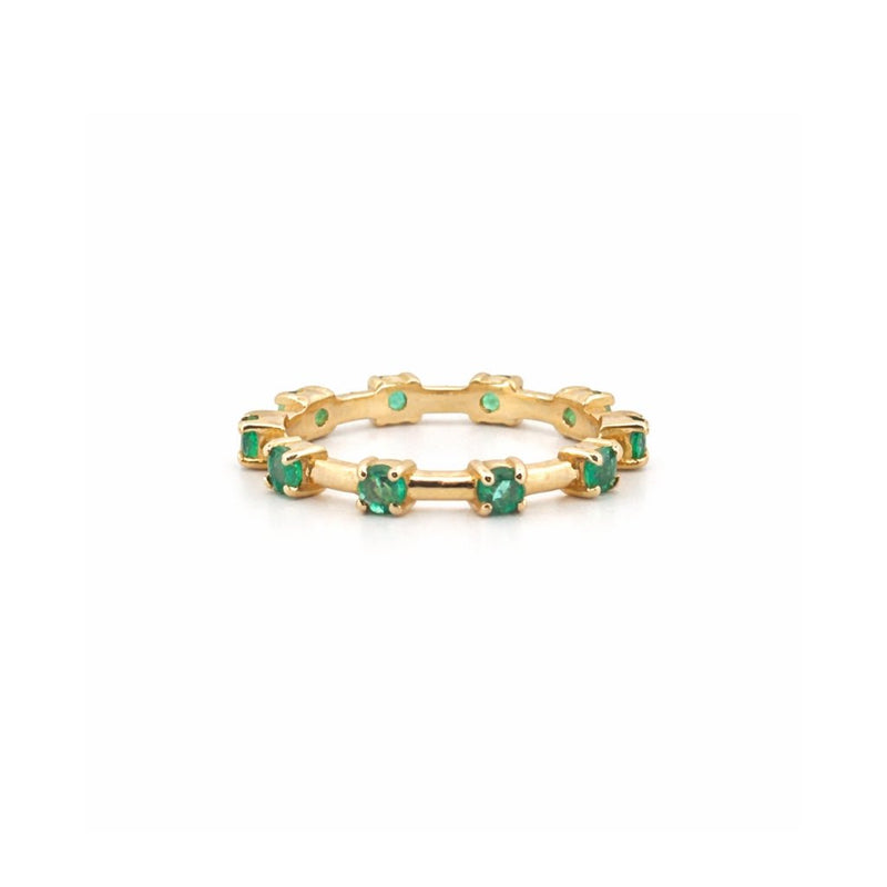 14K Gold Emerald Spaced Prong Set Eternity Ring