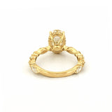 14K Gold Lab Grown Oval Diamond Marquise and Round Under Halo Engagement Ring