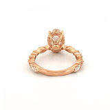 14K Gold Lab Grown Oval Diamond Marquise and Round Under Halo Engagement Ring