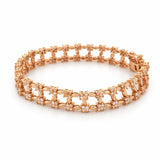 14K Gold Diamond Flower Shape Rail Bracelet