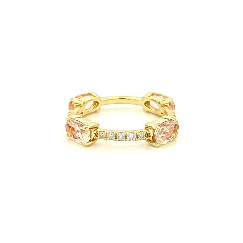 14K Gold Four Morganite Oval Prong Set Diamond Eternity Ring