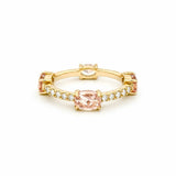 14K Gold Four Morganite Oval Prong Set Diamond Eternity Ring