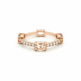 14K Gold Four Morganite Oval Prong Set Diamond Eternity Ring