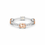14K Gold Four Morganite Oval Prong Set Diamond Eternity Ring
