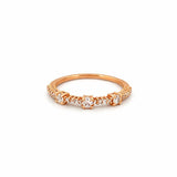 14K Gold Three Station Basket Set Round Diamond Band