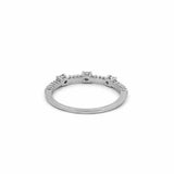14K Gold Three Station Basket Set Round Diamond Band