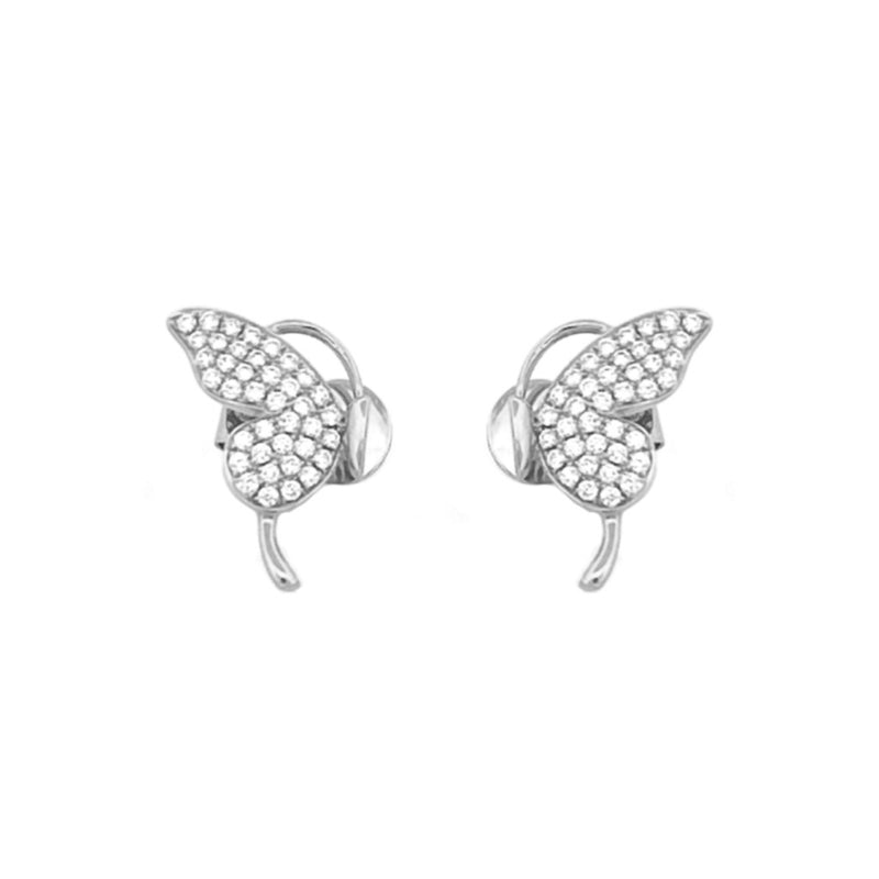 14K Gold Butterfly Split Wing Diamond Stud Earrings