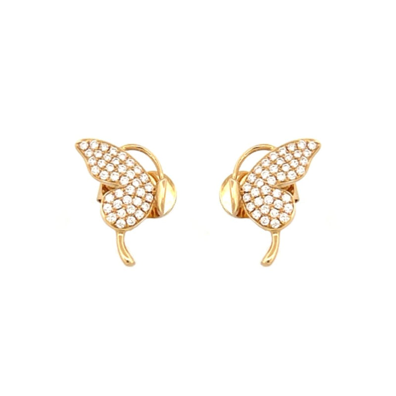 14K Gold Butterfly Split Wing Diamond Stud Earrings