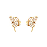 14K Gold Butterfly Split Wing Diamond Stud Earrings