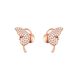 14K Gold Butterfly Split Wing Diamond Stud Earrings