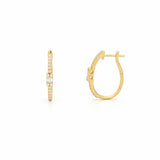 14K Gold Baguette Cluster Shape Diamond Oval Huggie Earrings