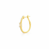 14K Gold Baguette Cluster Shape Diamond Oval Huggie Earrings