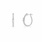 14K Gold Baguette Cluster Shape Diamond Oval Huggie Earrings